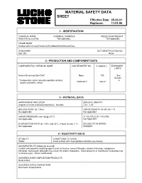 MATERIAL SAFETY DATA SHEET Effective Date: 05-20-01 Replaces: 11-01-96