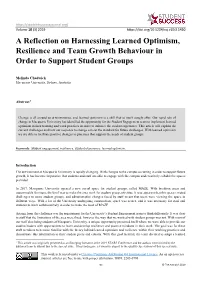 A Reflection on Harnessing Learned Optimism, Resilience and Team Growth Behaviour in Order to Support Student Groups