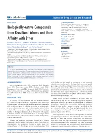 Biologically-Active Compounds from Brazilian Lichens and Their Affinity with Ether