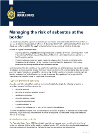Managing the Risk of Asbestos at the Border