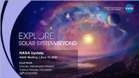 NASA Program & Budget Update