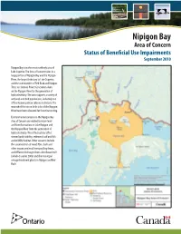 Nipigon Bay Area of Concern Status of Beneficial Use Impairments September 2010
