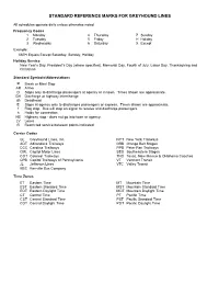 Standard Reference Marks for Greyhound Lines