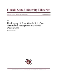 The Legacy of Fritz Wunderlich: One Performer's Perceptions of Selected Discography Daniel Jon Gerdes
