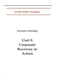 Unit 9: Corporate Recovery in Action