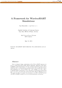 A Framework for Wirelesshart Simulations