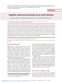 Cognitive Emotional Processing Across Mood Disorders