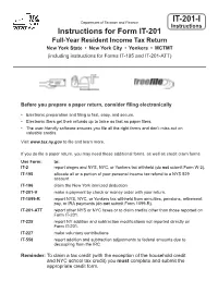 Instructions for Form IT-201 Full-Year Resident Income Tax Return