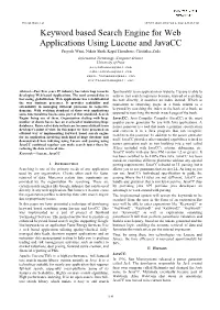 Keyword Based Search Engine for Web Applications Using Lucene and Javacc Priyesh Wani, Nikita Shah, Kapil Thombare, Chaitalee Zade