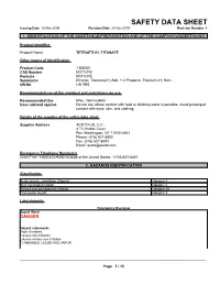 SAFETY DATA SHEET Issuing Date 12-Mar-2008 Revision Date 24-Oct-2019 Revision Number 4