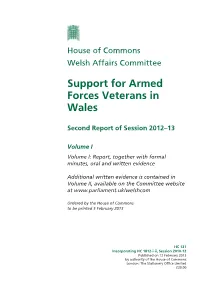 Support for Armed Forces Veterans in Wales