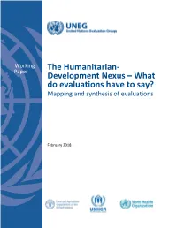 The Humanitarian- Development Nexus – What Do Evaluations Have to Say?