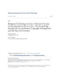 Religious Technology Center V. Netcom On-Line Communications