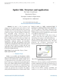Spider Silk: Structure and Application Prof
