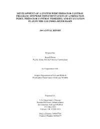 Stepwise Implementation of a Predation Index, Predator Control Fisheries, and Evaluation Plan in the Columbia River Basin