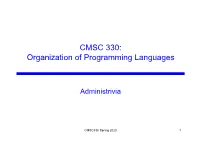 CMSC 330: Organization of Programming Languages