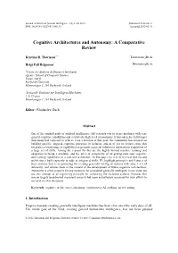 Cognitive Architectures and Autonomy: a Comparative Review