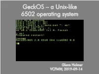 Geckos – a Unix-Like 6502 Operating System
