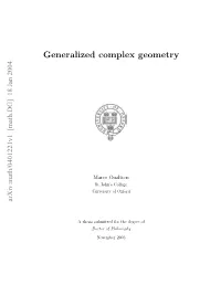 Generalized Complex Geometry