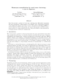 Homonym Normalisation by Word Sense Clustering: a Case in Japanese