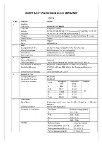 Khappa & Extension Coal Block Summary