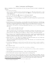 Series: Convergence and Divergence Comparison Tests