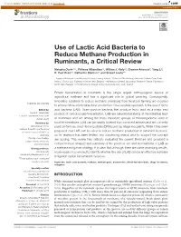 Use of Lactic Acid Bacteria to Reduce Methane Production in Ruminants, a Critical Review
