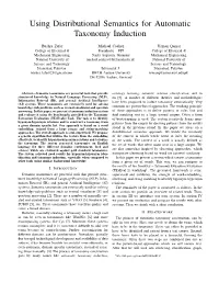 Using Distributional Semantics for Automatic Taxonomy Induction
