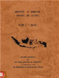 Workpapers in Indonesian Languages and Cultures