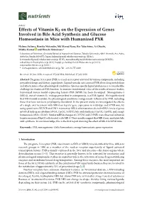 Effects of Vitamin K2 on the Expression of Genes Involved in Bile Acid Synthesis and Glucose Homeostasis in Mice with Humanized PXR