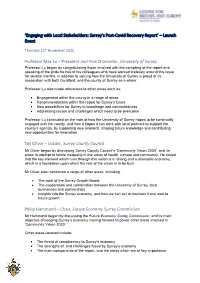 'Engaging with Local Stakeholders: Surrey's Post-Covid Recovery Report'