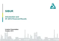 Introduction and H1 2012 Financial Results