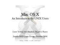 Mac OS X Intro for UNIX Users