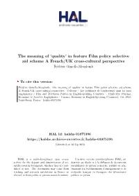 The Meaning of 'Quality' in Feature Film Policy Selective Aid Scheme A