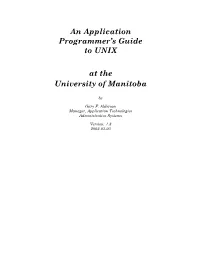 An Application Programmer's Guide to UNIX at the University of Manitoba