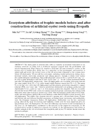 Ecosystem Attributes of Trophic Models Before and After Construction of Artificial Oyster Reefs Using Ecopath