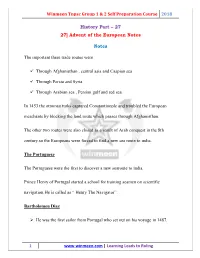 History Part 27 Notes