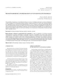 Mechanochemistry and Preparation O Nanocrystalline Materials
