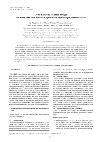 Orbit Plan and Mission Design for Mars EDL and Surface Exploration Technologies Demonstrator
