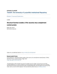 Structure-Function Studies of the Vaccinia Virus Complement Control Protein