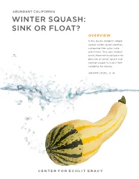 Winter Squash: Sink Or Float? Overview