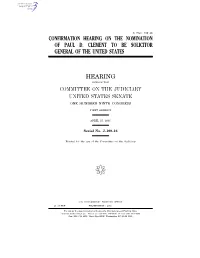 Confirmation Hearing on the Nomination of Paul D