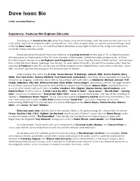 Dave Isaac Bio