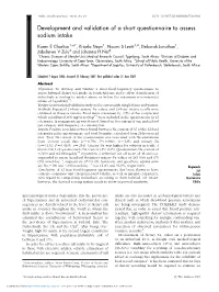 Development and Validation of a Short Questionnaire to Assess Sodium Intake
