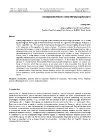 Developmental Patterns in the Interlanguage Research