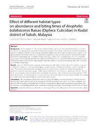 Effect of Different Habitat Types on Abundance and Biting Times Of