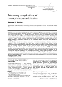 Pulmonary Complications of Primary Immunodeficiencies