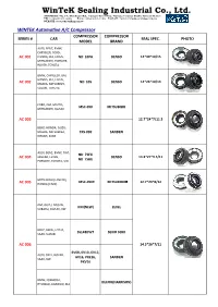 WINTEK Automotive A/C Compressor COMPRESSOR COMPRESSOR SERIES # CAR SEAL SPEC