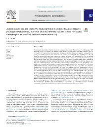 Autism Genes and the Leukocyte Transcriptome in Autistic Toddlers Relate to Pathogen Interactomes, Infection and the Immune System