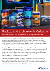 Backup and Archive with Verbatim Optical Media for Professional and Personal Use